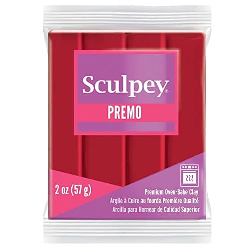 Sculpey Premo™ Polymer Oven-Bake Clay, Pomegranate Red, Non Toxic, 2 oz. bar, Great for Jewelry Making, Holiday, DIY, Mixed Media and More. Premium Clay Perfect for clayers and Artists.