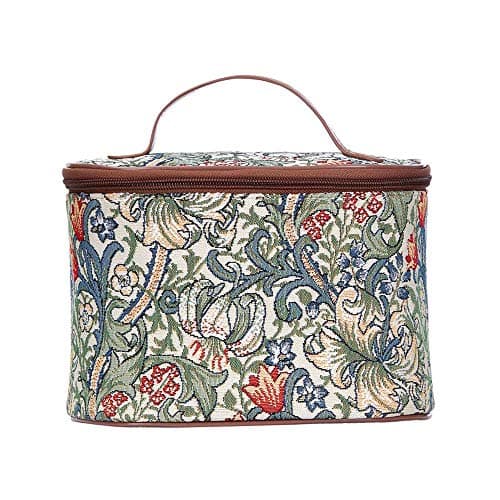 Signare Tapestry Toiletry Bag Makeup Organizer bag for Women with with William Morris Golden Lily Design (TOIL-GLILY)