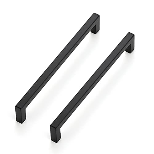 Ravinte 5 Pack Solid 614 Inch Center to Center Slim Square Bar Drawer Handles Kitchen Cabinet Hardware Matte Black Pulls