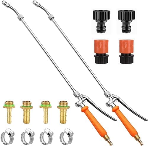 Metal Sprayer Wand Compatible with Pump Sprayer14 38 Brass Barbs Sprayer Wand Replacement Stainless Steel Sprayer Wand with Shut off Valve 2 Hose Clamps 2 PCS