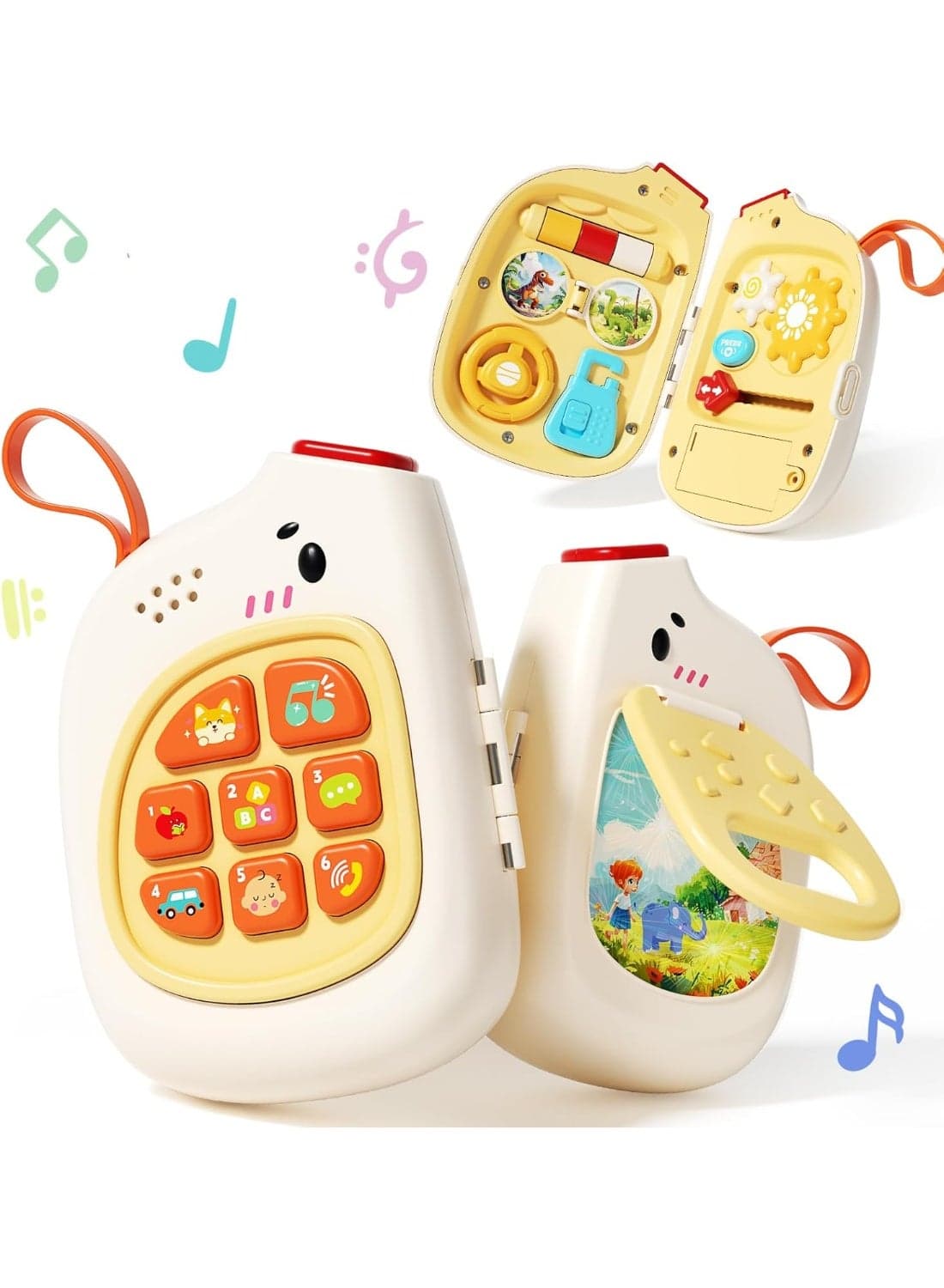 Montessori Busy Board for 0-3 Years Old Toddlers, Baby Fine Motor Skills Toys, Early Education Intellectual Small Toy Sensory Toy Funny Storytelling Phone Gift for Infants