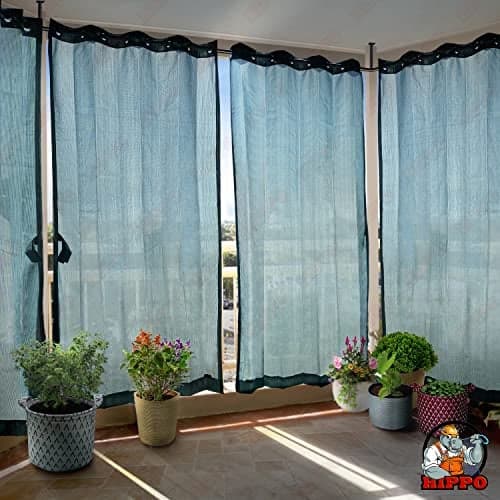 HIPPO 150 GSM Outdoor Sun Blocking Balcony Eyelet/Grommet Curtains Sun & UV Protection, Light Filtering 4.5FTX9FT Long Door Curtain (Cool-Blue)