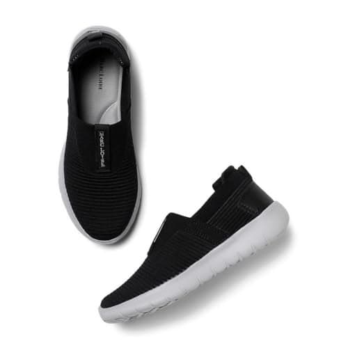 Marc Loire Women's Comfortable Slip-On Sneakers; Smart and Casual Shoes for Regular Wear (Black, 7)