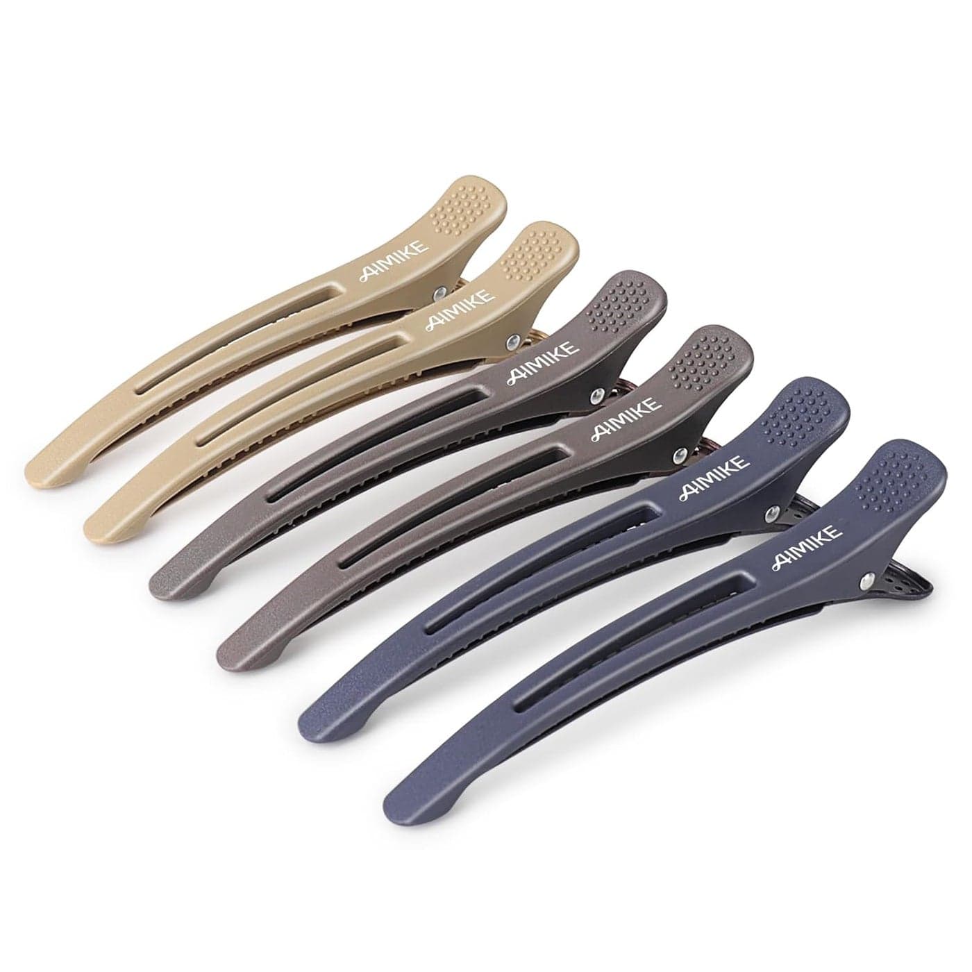 AIMIKE Hair Sectioning Clips with Silicone Band No Crease Duck Billed Styling Clips for Salon Cutting and Rollers 6pcs
