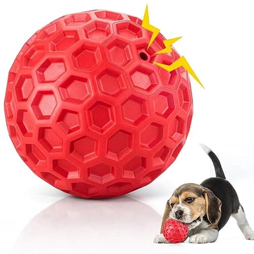 DISSKNIC Indestructible Squeaky Dog Balls Puppy Toys Interactive Dog Toys for Small Dogs Puppy Chew Toys for Teething and Relax Dog Chew Toy Balls Small Dog Toys for Small Breed Outdoor Dog Toys