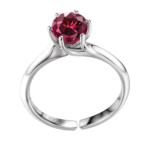 HighSpark 925 Silver Sparkling Martini Solitaire Ring for Women | 92.5 Sterling Silver & Diamond like Brilliance Sparkling Zirconia | Lovely Gift - Ruby