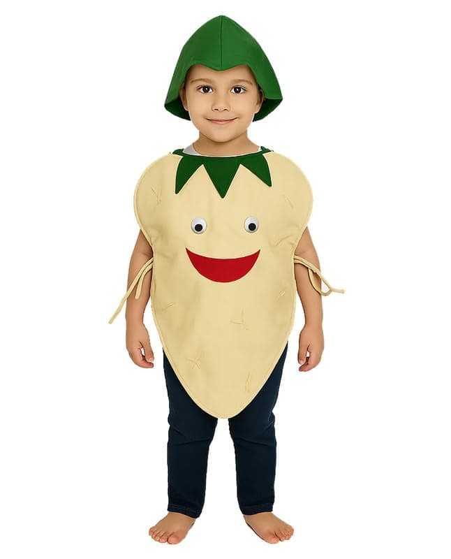 FancyDressWale Potato Fancy Dress Costume for Kids | Free Size 2–10 Years | Stage Shows, Fancy Dress Competitions, Theme Parties