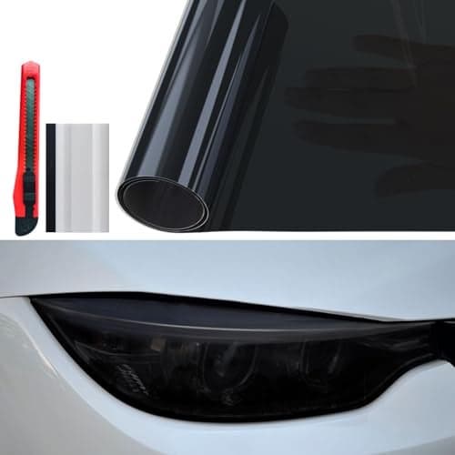 12" x 7ft Headlight Taillight Tint Film,Dark Black Car Light Self-Adhesive Film,Car Light Protector Film, Cover Tint Film for Cars, Trucks, SUVs