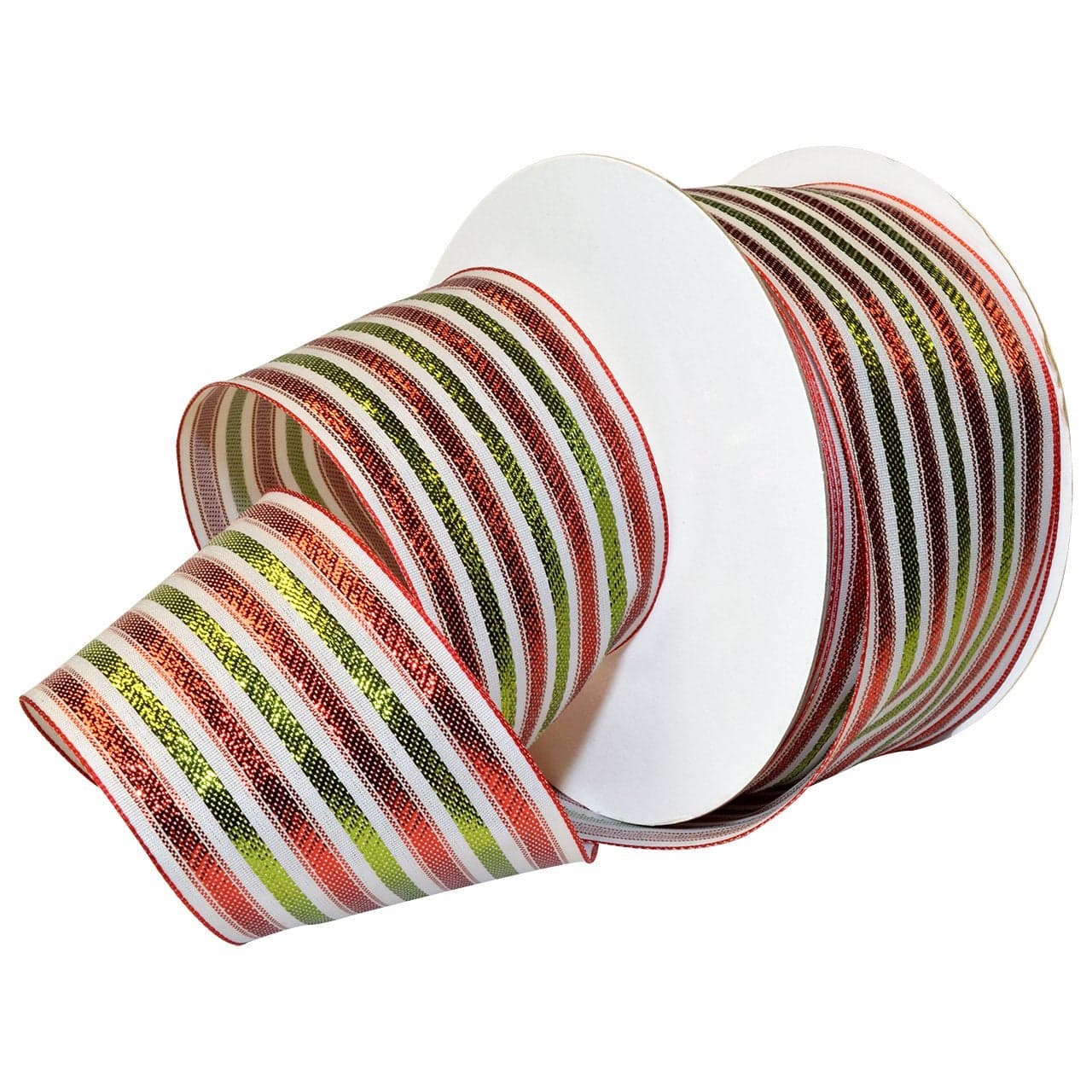 Morex Ribbon Wired Polyester Baroque Noel Ribbon 212 x 50 yd WhiteGreenRed