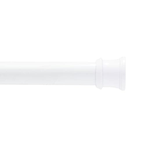 Kenney KN607C/10 Twist & Fit No Tools Camlock Tension Easy Install Stall Shower Curtain Rod with Non-Slip, Non-Scratch Ends, 24-40" Adjustable Length, White, 1" Diameter Rust Resistant Steel Tube