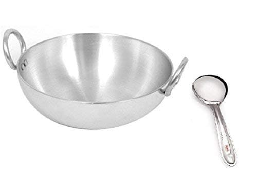 ROYAL SAPPHIRE Stainless Aluminium Medium Kadhai, 27 cm with Free Serving Spoon