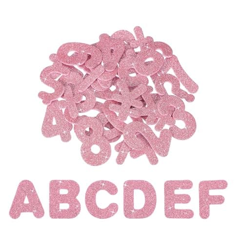PATIKIL Alphabet Foam Stickers 52Pcs Letters AZ EVA Self Adhesive Glitters Foam Shape Sticker Craft Supplies for Scrapbook Card DIY Making Home Decor Pink