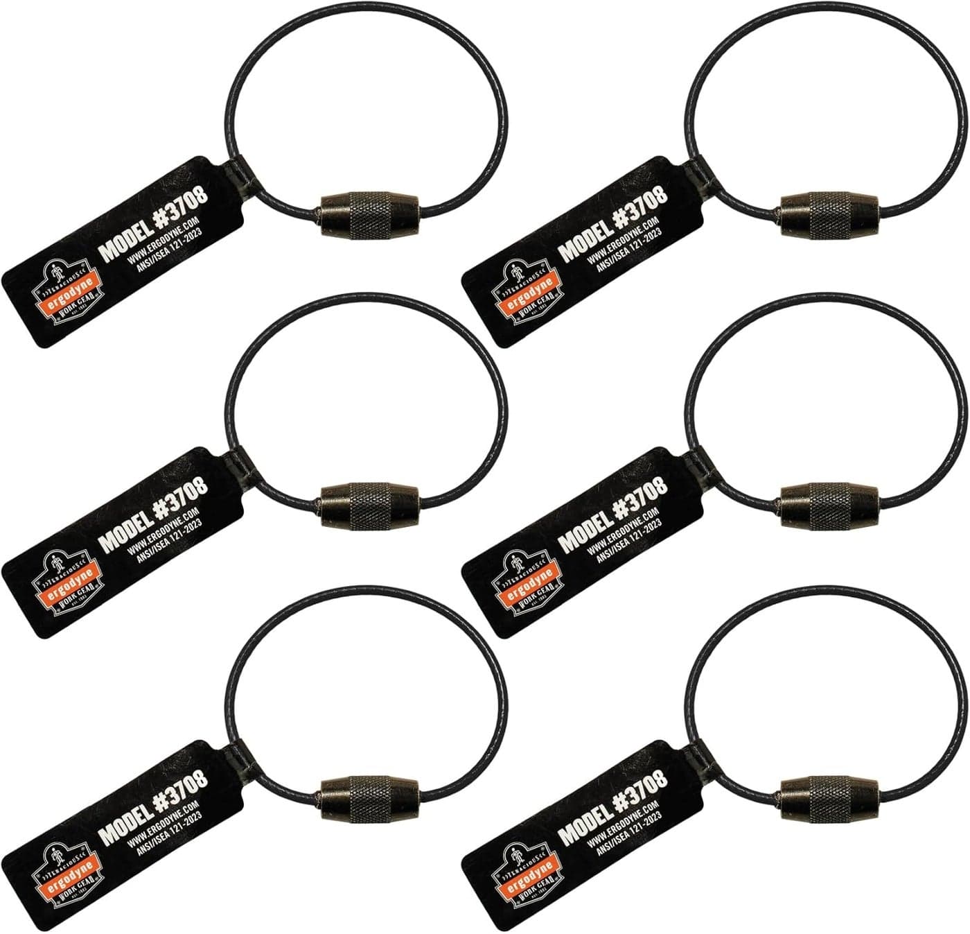 Ergodyne Squids 3708 Wire Cable Loop Tool Tethering Attachment Screw Gate Opening Weight Rating 3lbs 6Pack