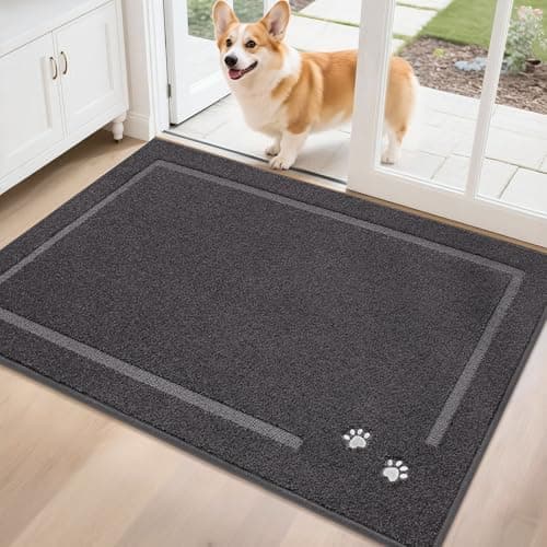 BEQHAUSE Dog Door Mat for Mud Paws Dirt Trapper Doormat Non-Slip Entryway Rugs Absorbent Welcome Mat Washable Indoor Floor Mat Low-Profile for Front Door, 32" x 48", Dark Grey