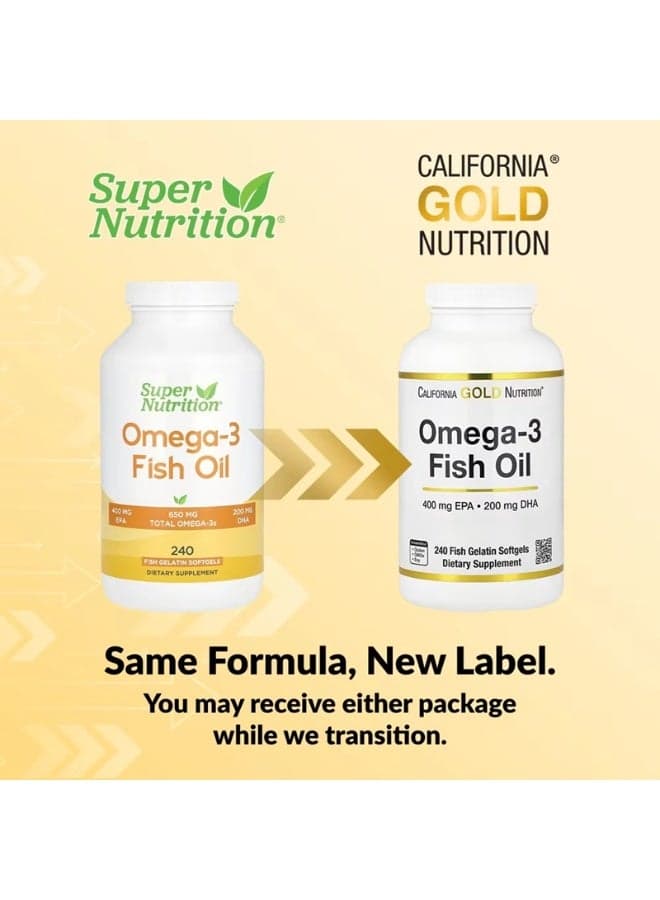 California Gold Nutrition, Omega-3 Fish Oil, Vivomega Triglyceride, 1,000 mg, 240 Fish Softgels