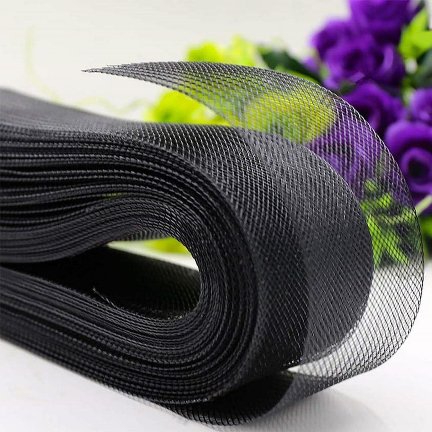 Abbaoww Stiff Black Horsehair Braid 4 Inch Wide 25 Yards for Sewing Wedding Dress Dance Gowns Accessories Shaping Trimming