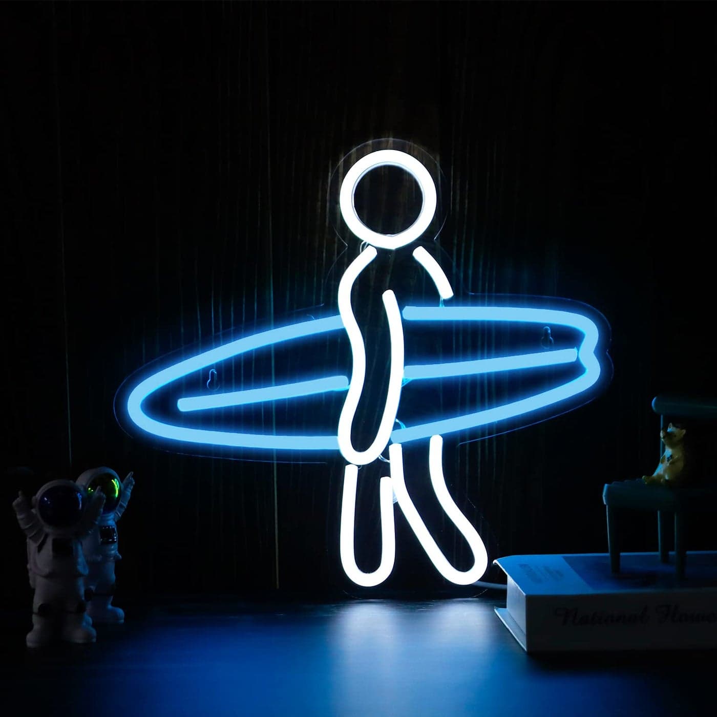 Surfer Neon Sign for Bedroom Wall Decor USB Powered Surfboard Decor Dimmable Surfer Light Anime Neon Sign for Kids Room Wall Art Birthday Gift 13 12 Inches Ice Blue