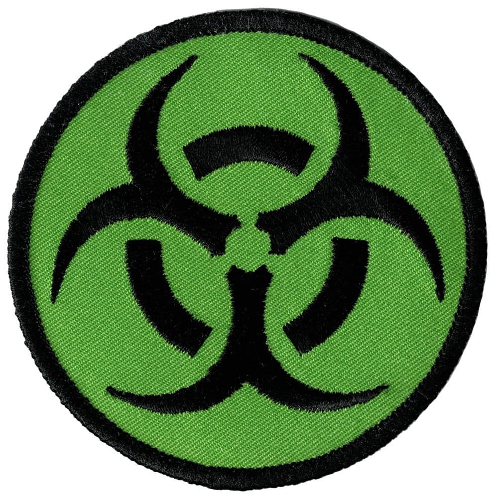 Biohazard Symbol Embroidered Patch IronOn Danger Symbol BlackonGreen Logo