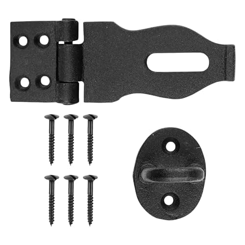 Renovators Supply Black Wrought Iron Hasp Door Latch - Heavy Duty Security Padlock Hasp - Ideal for Doors and Gates - Door Lock for Safety - 4 Inches - Pack of 1