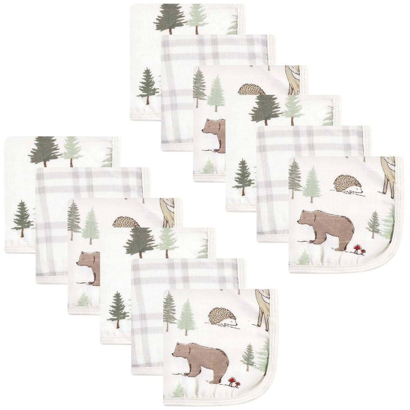 Hudson Baby Unisex Baby Cotton Muslin Washcloths Forest Animals One Size