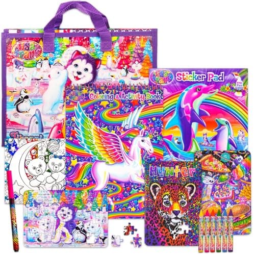 Bendon Inc Lisa Frank Coloring Book and Stickers Set - Giant Lisa Frank Coloring and Activity Book for Girls, Kids, Adults with 250+ Lisa Frank Stickers (Lisa Frank Party Supplies).