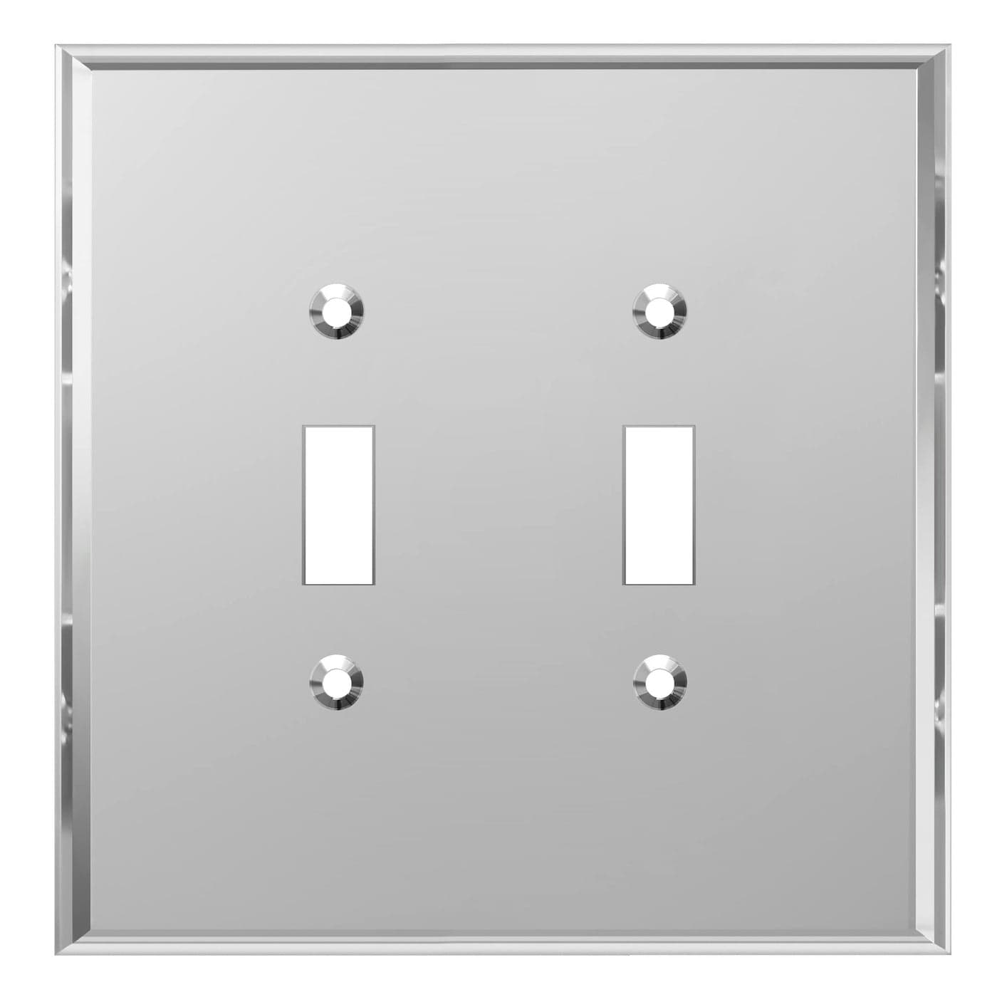 LIDER Reflective Acrylic Toggle Switch Wall Plate Mirrored Double Light Switch Cover Plexiglass Cover Plate Acrylic Glass Oversized 2Gang 525 x 525 LWP12OASV Silver