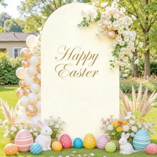 6.6FT Beige Arch Backdrop Cover,Spandex Fitted Wedding Arch Stand Covers Round Top Chiara Arch Covers Stretchy Backdrop for Easter Birthday Party Ceremony Banquet Decoration