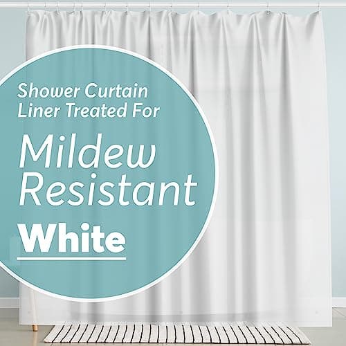 BigFoot Shower Curtain Liner – 72 x 72 PEVA Premium Shower Curtain with Rustproof Metal Grommet and 3 Magnetic Weights – Odor Free and Compatible with Standard Showers, White