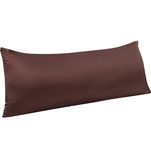 NTBAY Zippered Satin Body Pillow Pillowcase Silky Slip Cooling Body Pillow Cover Long Side Hidden Zipper 20x54 Inches Dark Brown