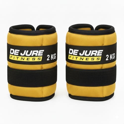 De Jure Fitness Adjustable Ankle & Wrist Weights Pair (2KG x 2) for Men & Women | Strength Training, Walking, Running, Workout, Yoga | Comfortable, Durable | Yellow – 4KG