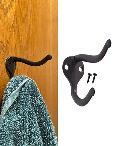 HOWTOOL Coat Hooks Wall Mounted Oil Rubbed Bronze (Black Look): Heavy Duty Zinc Hooks for Wall Hanging, Decorative Hat and Coat Hangers for Entryway, Bathroom, Bedroom, 5 Pack