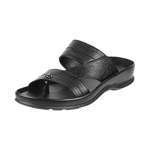 Metro Men's Black Faux Leather Glittery Stylish Sandal UK/7 EU/41 (16-107)