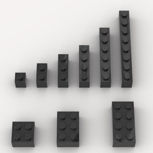 100 Piece Black Bricks Bulk Assortment Pack 9 Size Black Classic Building Blocks Bricks Compatible with Lego Parts and PiecesColor Black