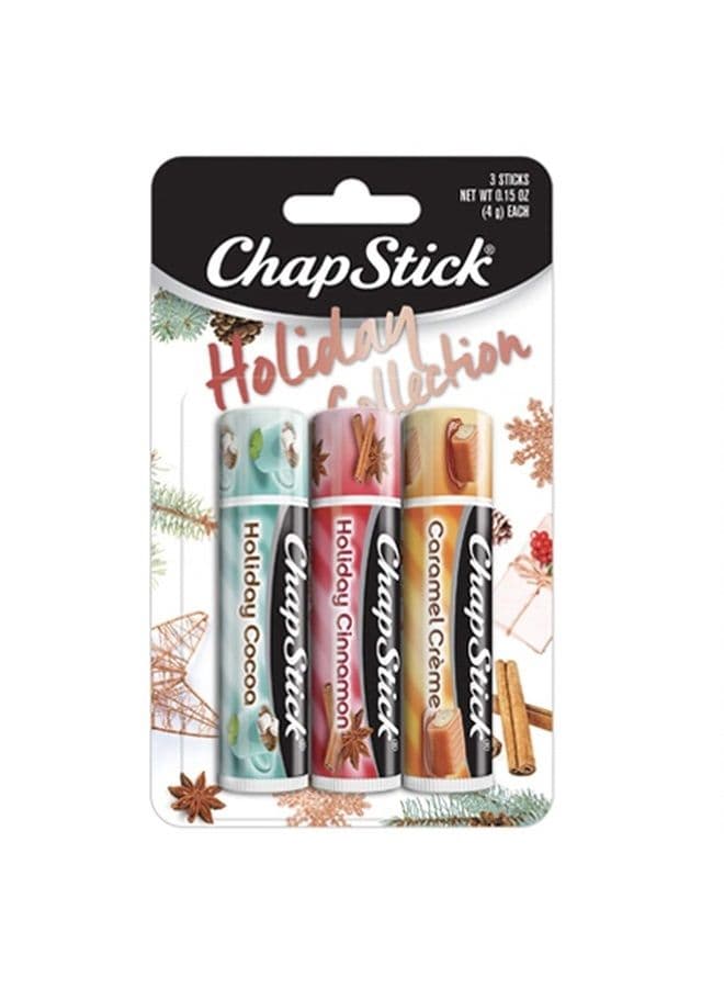 Chapstick Holiday Collection 2017, Pack of 3, Holiday Cinnamon, Caramel Creme & Holiday Cocoa, 0.15 Oz Ea