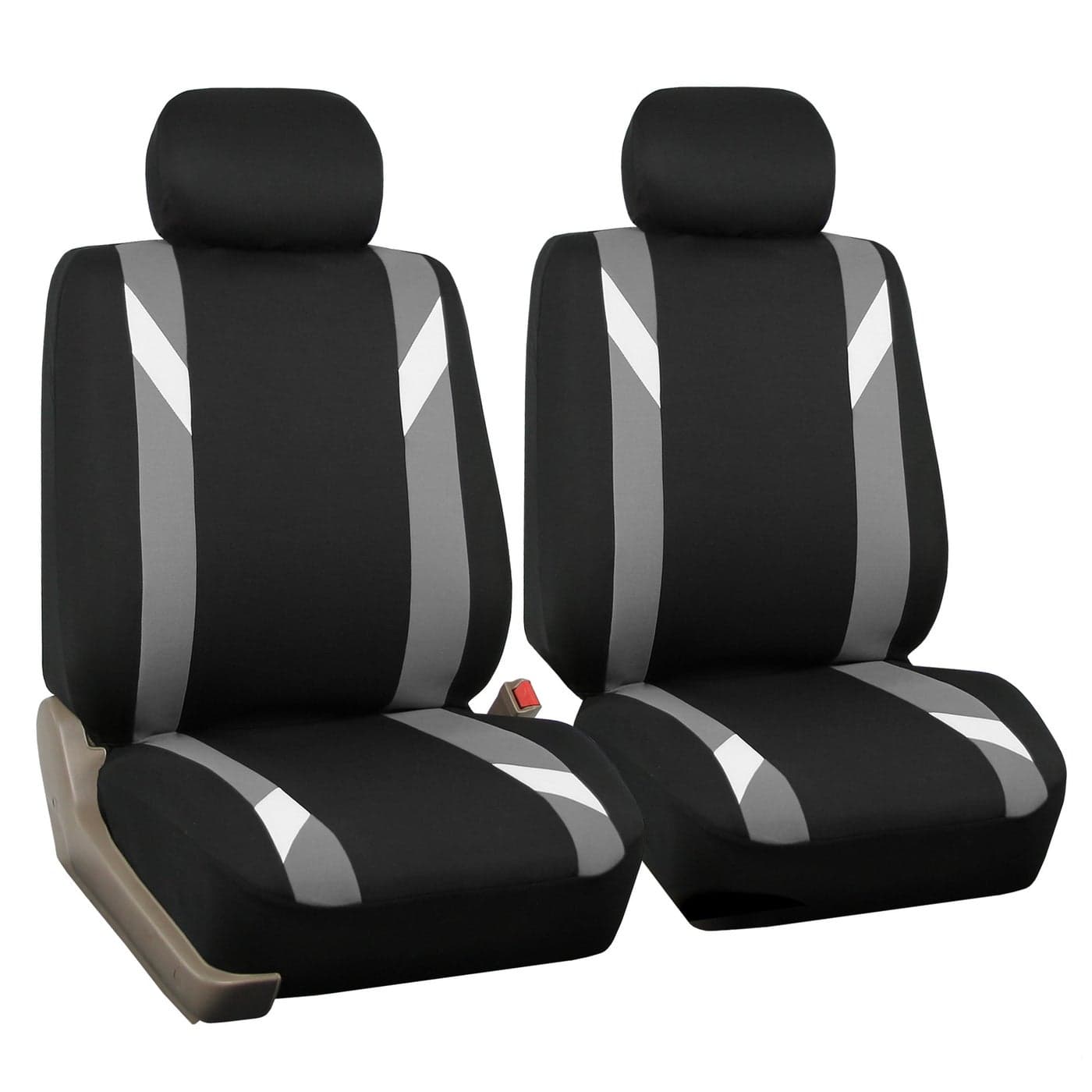 FH Group Front Set Cloth Car Seat Covers for Low Back Seats with Removable Headrest Universal Fit Airbag Compatible Seat Cover for SUV Sedan Van Gray
