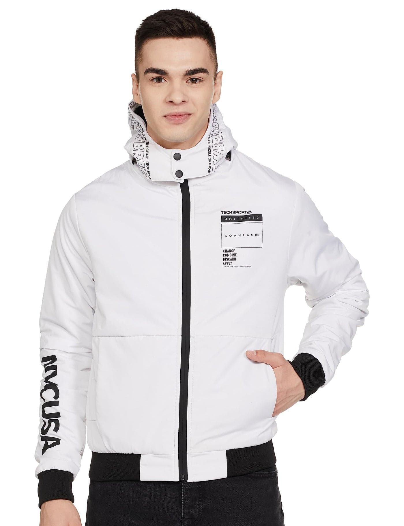 The Indian Garage Co Men's Polyester Slim Fit Standard Length Jacket (0222-Jkt34-02_White M)
