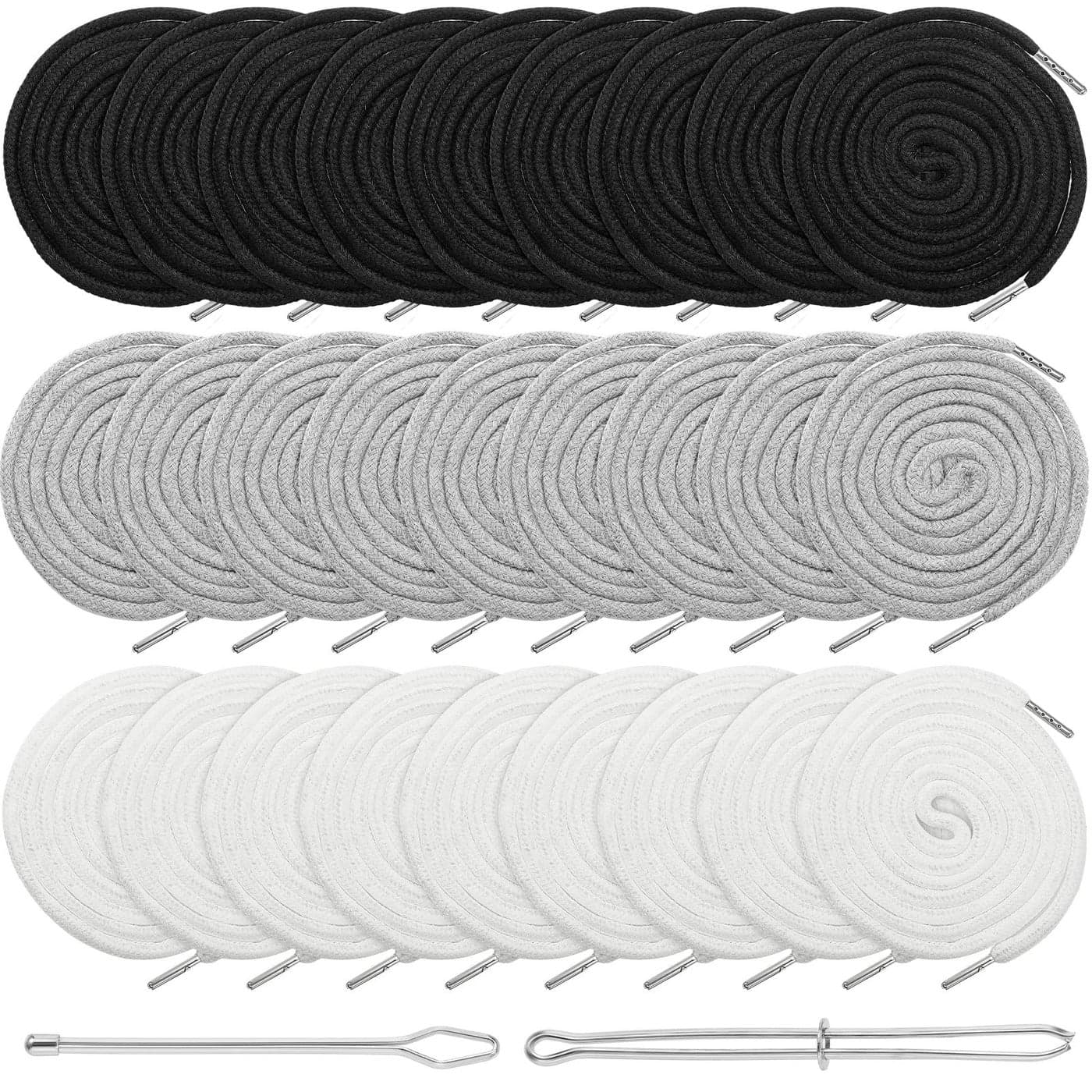 Roowest 30 Pcs Replacement Drawstring Cords 66 Inches XL Drawstring Hoodie String Replacement Clothing with 2 Pcs Flexible Easy Threaders for Sweatpants Hoodies Pants Jackets Coats