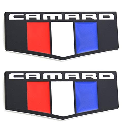 2X OEM Camaro M Emblems Badge Front Right Left Fender 3D Replacement for Chevrolet Camaro SS RS Zl1 (Black/White/Red)