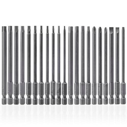 Yakamoz 21Pcs 4Inch Long Screwdriver Bit Set Torx Phillips Slotted Hex Head Screwdriver Bits PH2 Magnetic Impact Driver Bits with 14 Hex Shank for Impact Drill