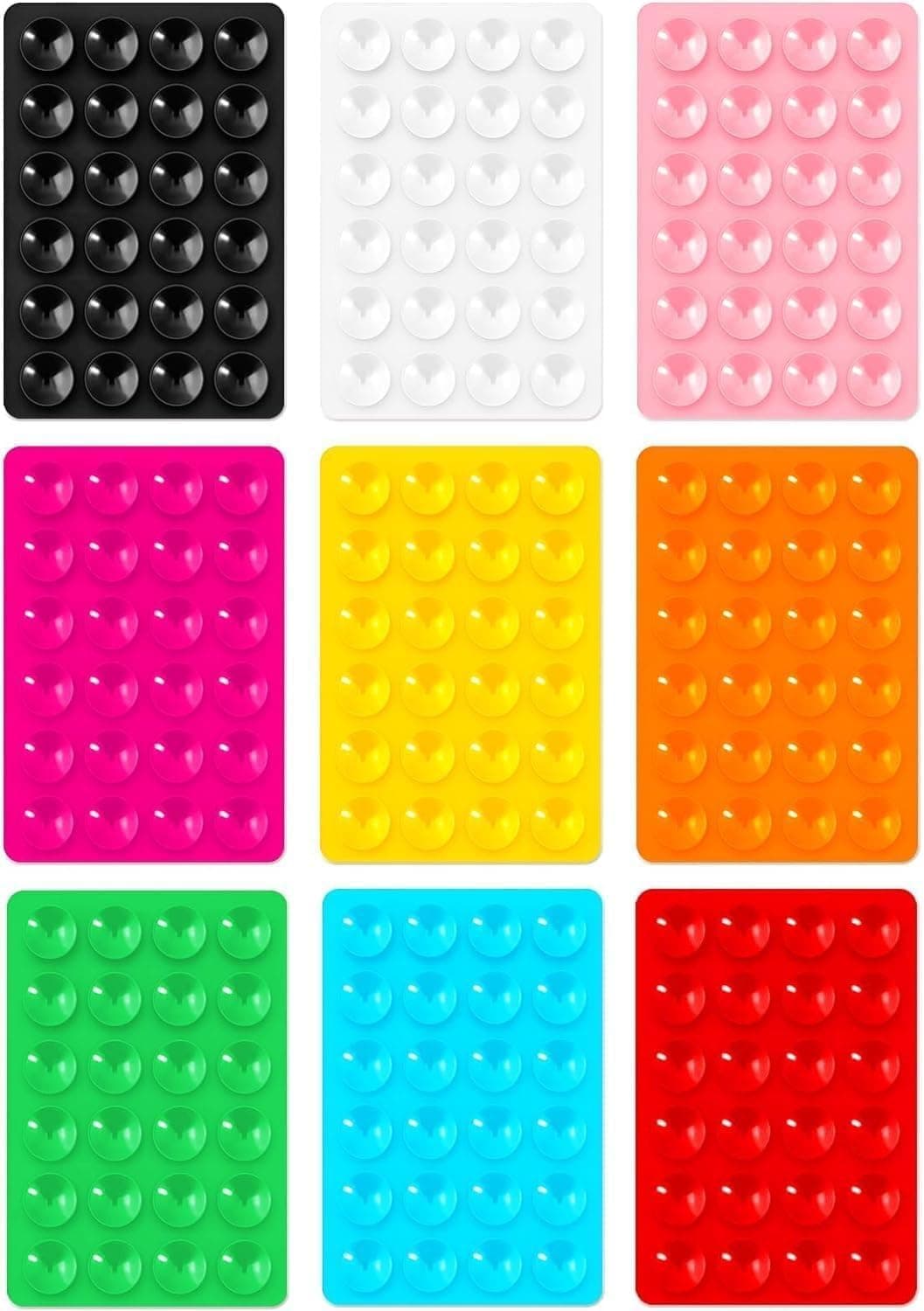 9 Pack Silicone Suction Phone Mount, Sticky Grip Phone Holder with Strong Suction Cups for Hands-Free Use on Mirror, Shower, Bathroom, Ideal for Selfies, Videos, and Makeup
