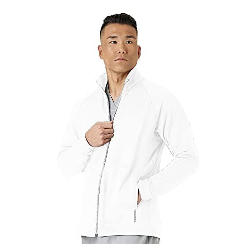 WonderWink Men's Wink Knits Fleece Full-Zip jacket, White, M