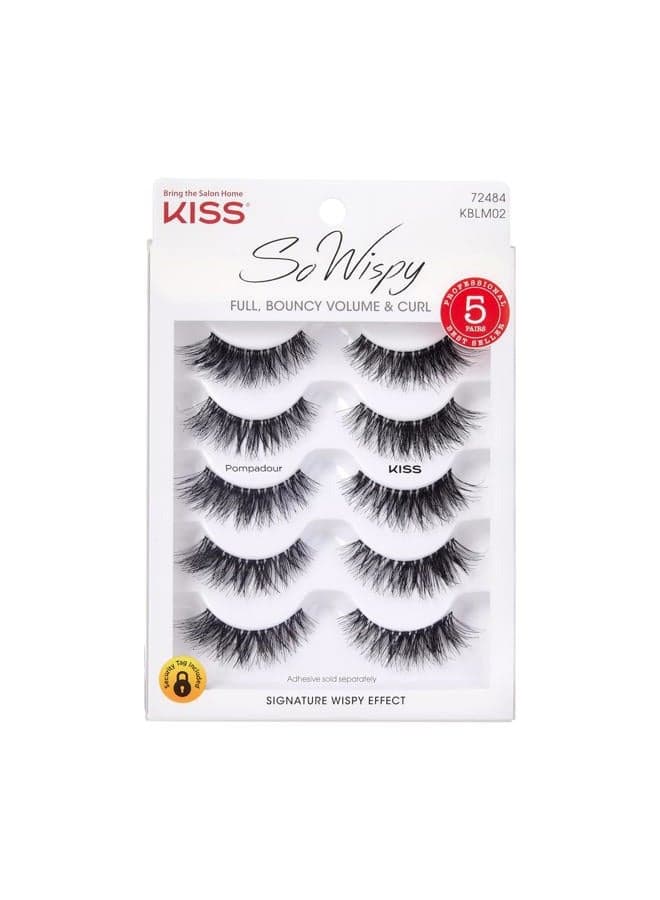 Blowout, False Eyelashes, 'Pompadour', 16 mm, Includes 5 Pairs Of Lashes, Contact Lens Friendly, Easy to Apply, Reusable Strip Lashes, Glue On Lashes