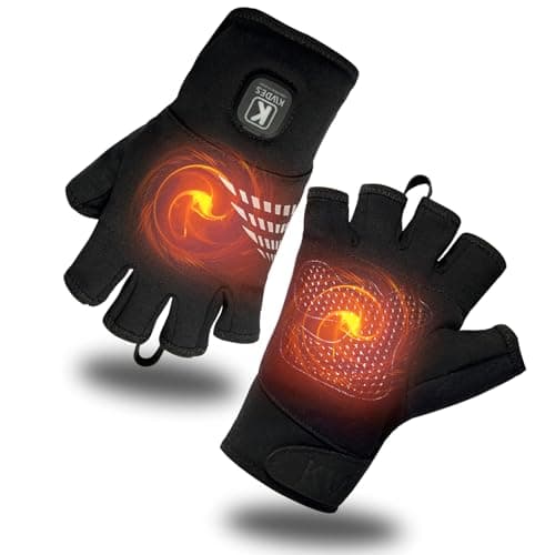 Kivdes Heated Gloves Fingerless for Women Man Rechargeable Electric Touchscreen Wearable Cold Winter Work Arthritis Pain Relief Hand Warmers Hot Compress Reusable (L)