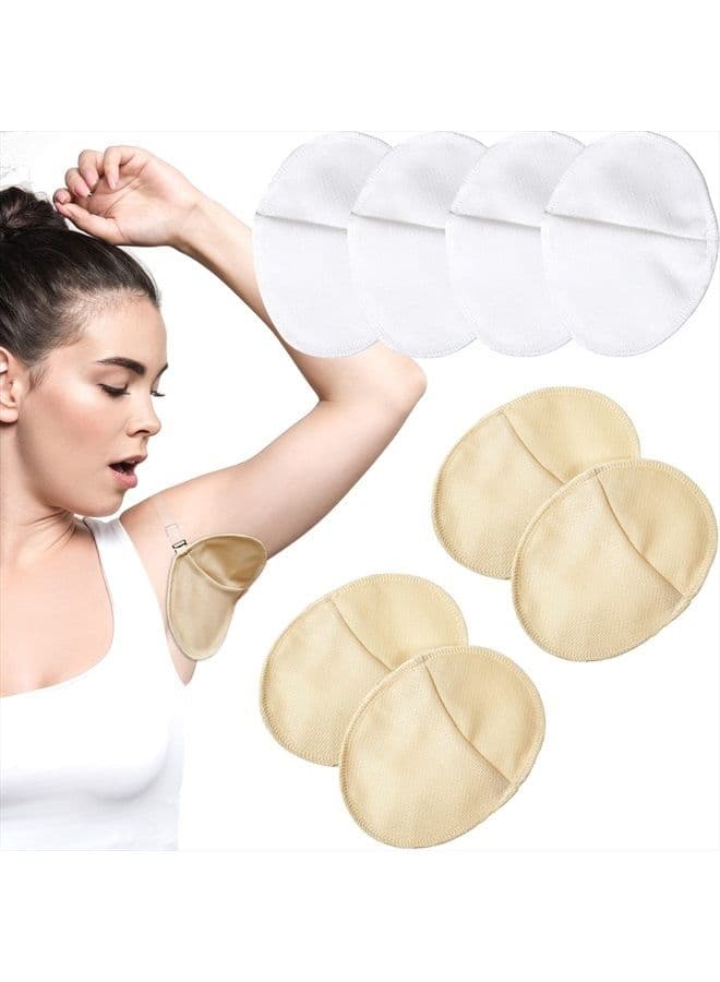 4 Pairs Underarm Sweat Pads Reusable Sweat Absorbing Guards Washable Armpit Sweat Pads with Shoulder Strap Under Arm Sweat Protectors Women Breathable Absorbent Sweat Pads Guards for Women and Men