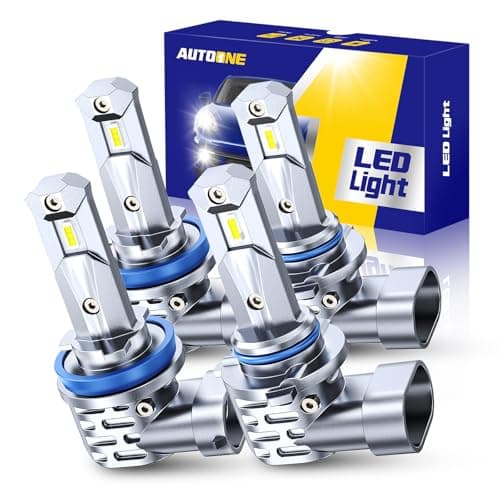 AUTOONE H11/H9/H8 9005/HB3 LED Bulbs Combo, 80000LM 900% Brighter H11 9005 White 6000K Fog Lights Canbus, 10YR Lifespan, Pack of 4