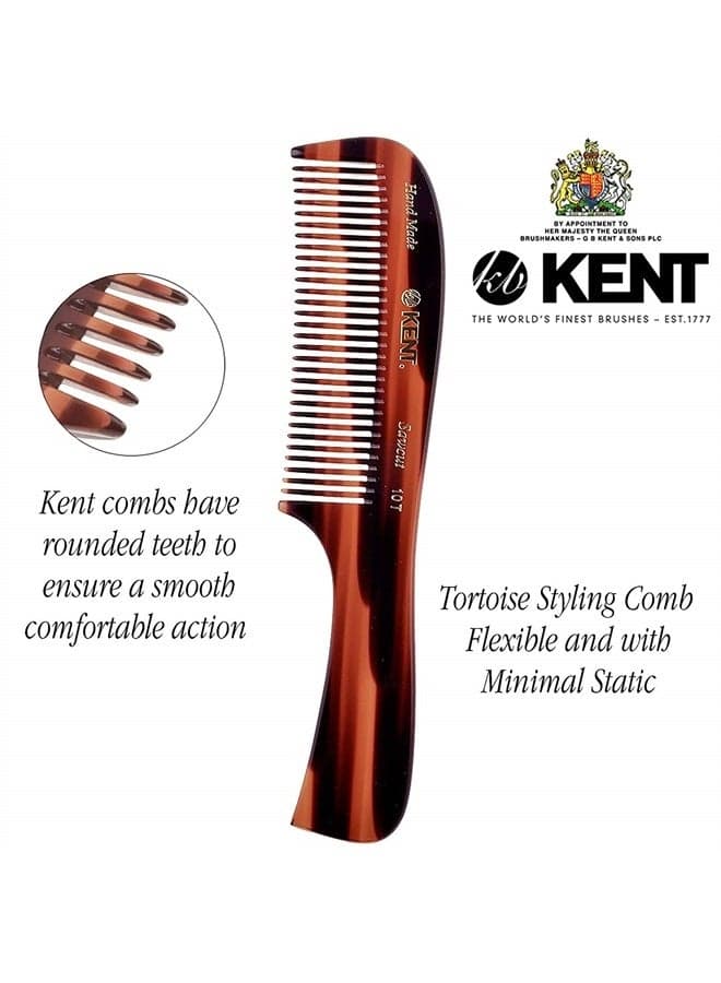 Kent 10T Large all Coarse Hair Detangling Comb, Wide Teeth for Long Thick Curly Wavy Hair. Hair Detangler Comb For Wet and Dry. Rake Comb Saw-Cut from Cellulose and Hand Polished, Handmade in England