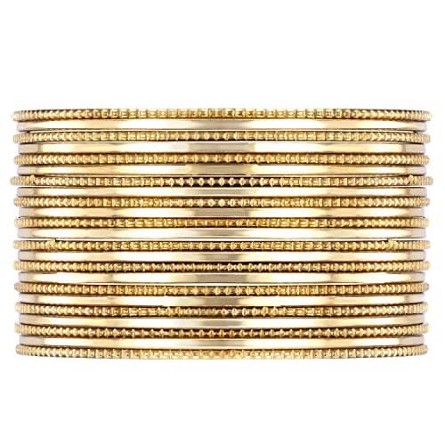 Peora Gold Plated Metal Bangles Set Ethnic Jewellery Function Wear Navratri Gift For Women Girls (2.6 Inch)