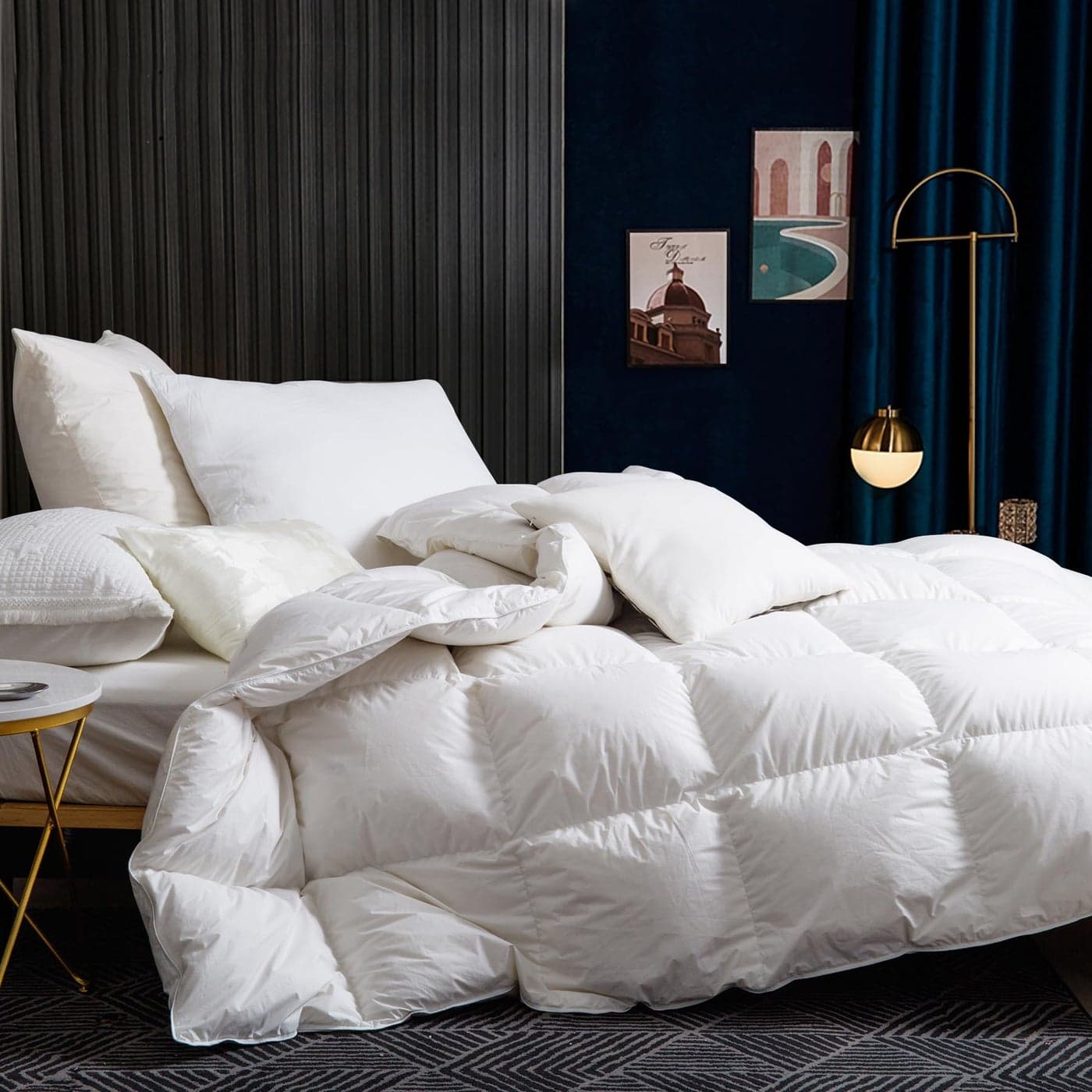 BedFabtasy Single Duvet 9 TogLuxury Goose Feathers Down Duvet100 Organic Cotton Cover Down Proof FabricHotel Quality Single Quilt with 8 Corner TabsAll Season Machine Washable