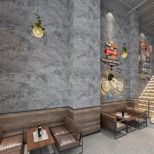 BAYYA Concrete Wallpaper Cement Contact Paper Dark Grey Wallpaper Peel Stick Countertops 15.75" x 118.11" 3D Rustic Industrial Style Waterproof Removable Self Adhesive Vinyl Film for Bathroom Kitchen