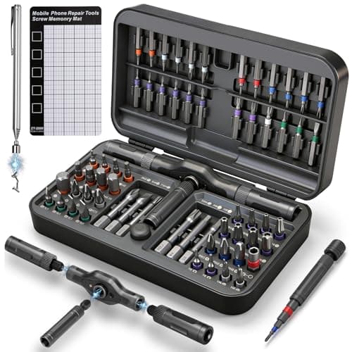 KELIN 68 IN 1 Magnetic Ratchet Screwdriver Set T Handle Ratchet Screwdriver Kits with S2 Steel Bits for Home Daily Repair Precision Electrical Appliance Repair for Men Husband